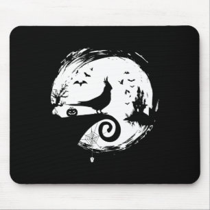 Cockatiel Halloween Costume Moon Silhouette Creepy Mouse Pad
