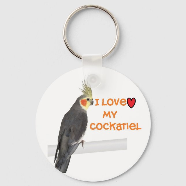 Cockatiel Keychain "I love my cockatiel" (Front)