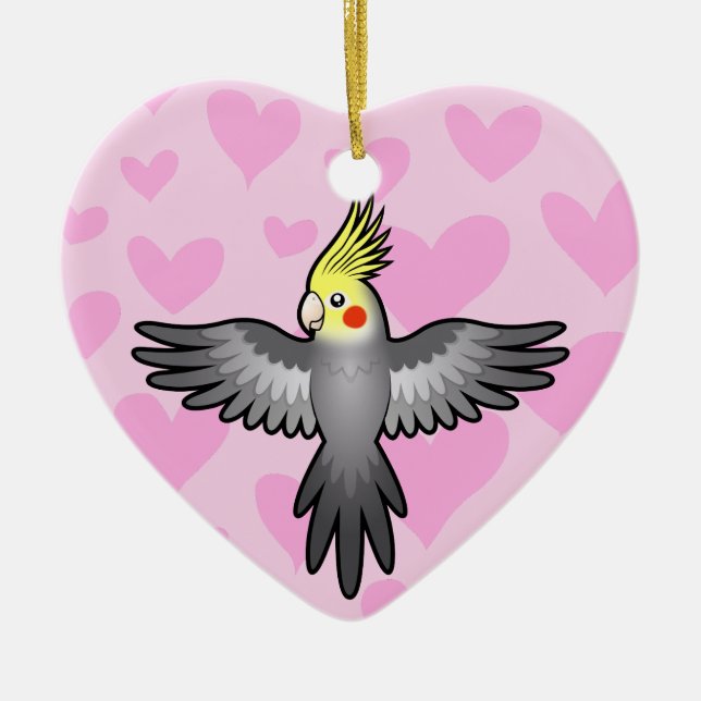 Cockatiel Love Ceramic Tree Decoration (Front)