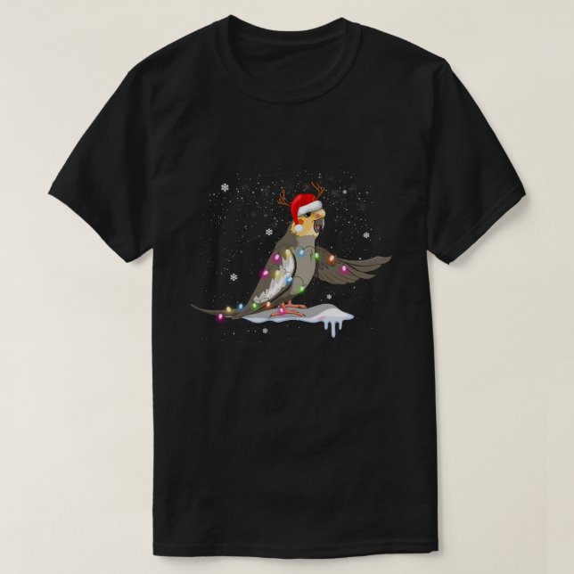 Cockatiel Parrot - Bird Santa Hat Christmas Tree - T-Shirt (Design Front)