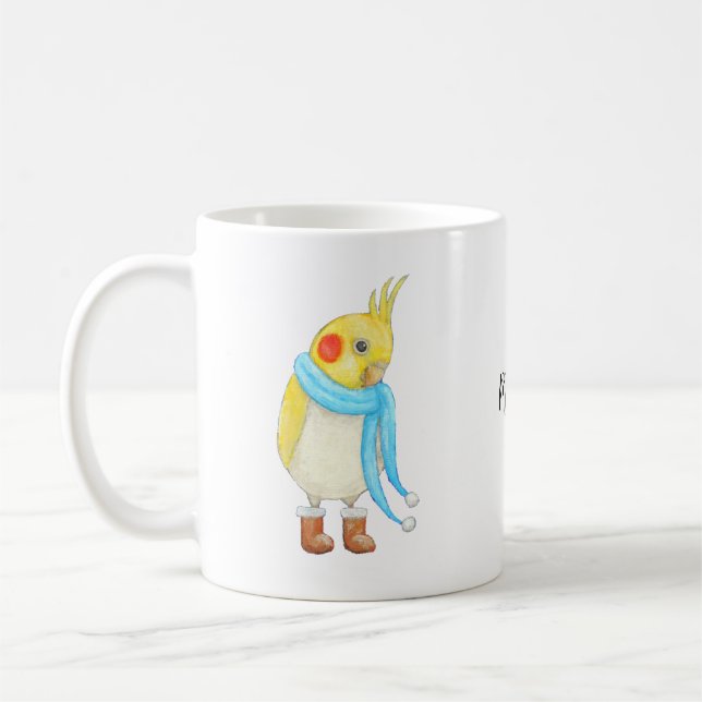Cockatiel Parrot Budgie Pet Bird Lover Custom Gift Coffee Mug (Left)