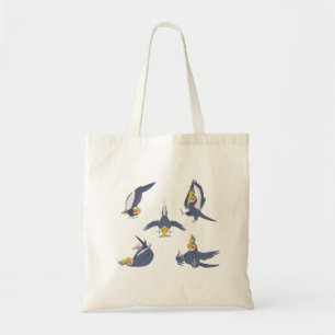 Cockatiel parrot doing yoga tote bag