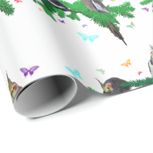 Cockatiel Party Wrapping Paper (choose colour)
