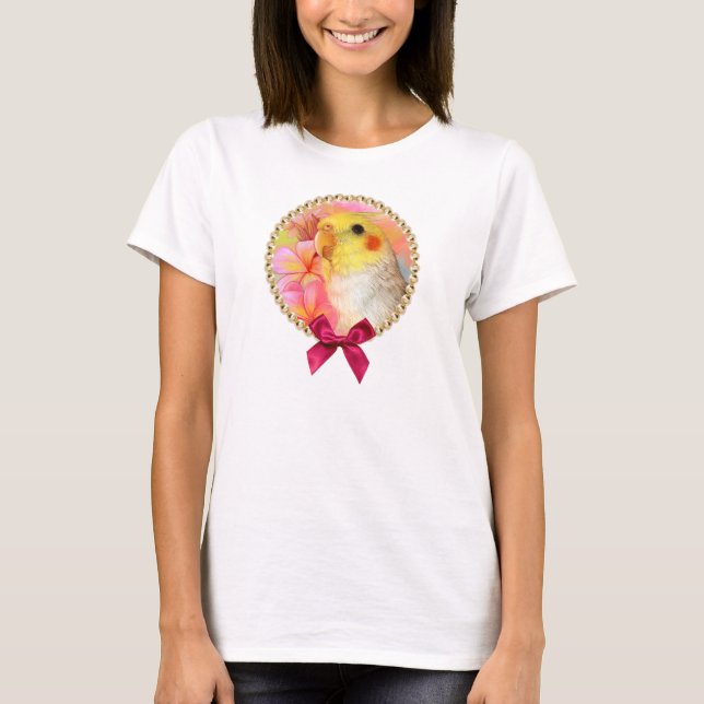 Cockatiel with frangipani T-Shirt (Front)