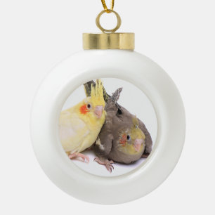 Cockatiels Ceramic Ball Christmas Ornament