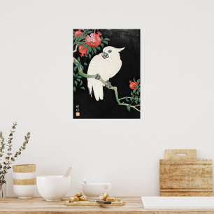 Cockatoo and Pomegranate ,Famous Japanese Painting Poster