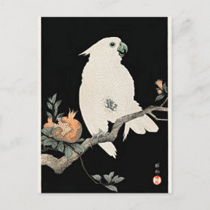 Cockatoo and Pomegranate, fine art by Ohara Koson Postcard