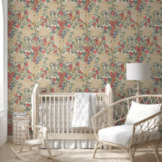 Cockatoo and Pomegranate in vanilla beige  Wallpaper