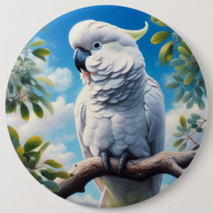Cockatoo art 6 cm round badge