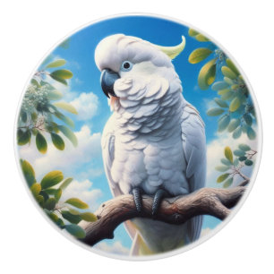 Cockatoo art ceramic knob