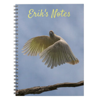 Cockatoo Bird Parrot Flying in the Sky Notebook