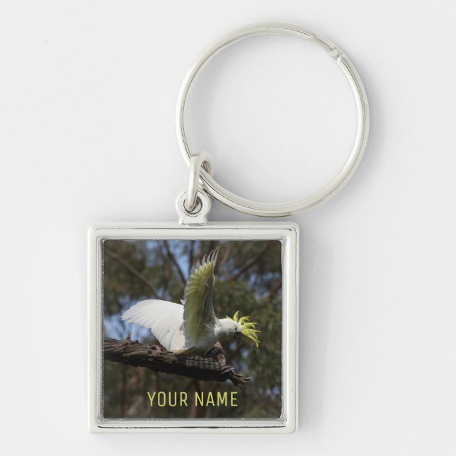 Cockatoo Bird Parrot Spreading Wings Australia Key Ring (Front)