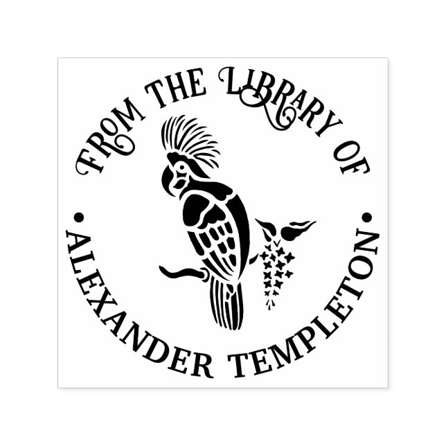 Cockatoo Bird Silhouette Library Book Name Self-inking Stamp (Design)