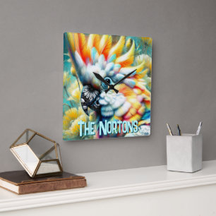 Cockatoo Bird Yellow Poppies Personalized Square Wall Clock