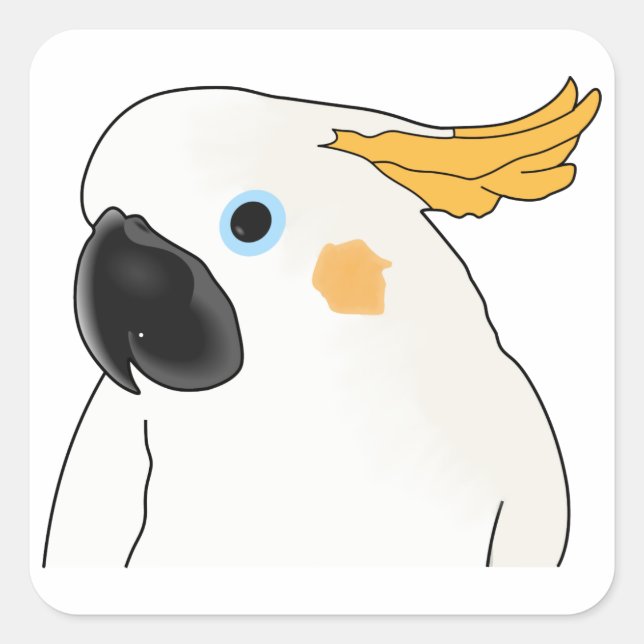 Cockatoo Bust Square Sticker (Front)