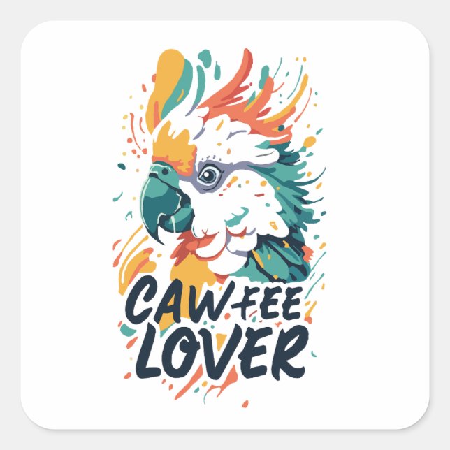 Cockatoo Coffee Lover Square Sticker (Front)