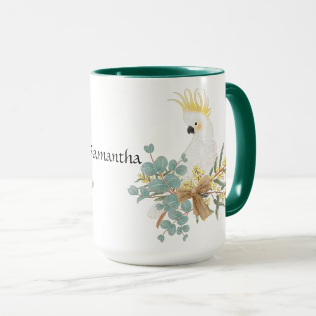 Cockatoo Flower Personalised  Mug (Front Right)