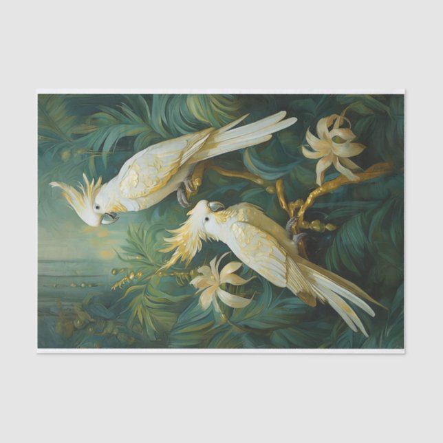 Cockatoo Lovers, White Feathers Elegance Tissue Paper (Front)