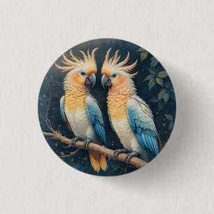 Cockatoo Parrot Couple 3 Cm Round Badge