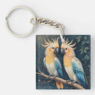 Cockatoo Parrot Couple Key Ring