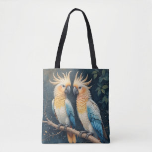 Cockatoo Parrot Couple Tote Bag