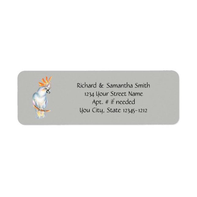 Cockatoo Parrot Personalize Return Address Labels (Front)