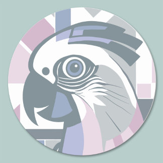 Cockatoo Parrot Playful Geometric Bird Pastel Classic Round Sticker