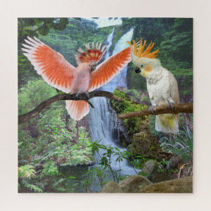 COCKATOO PARROTS IN PARADISE JIGSAW PUZZLE