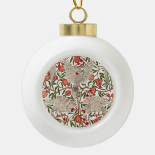 Cockatoo & Pomegranate by Walter Crane Art Nouveau Ceramic Ball Christmas Ornament