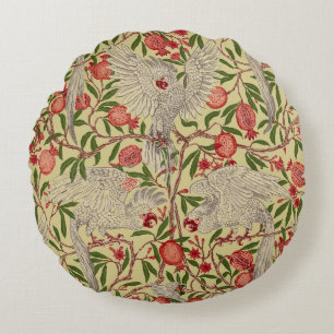 Cockatoo & Pomegranate by Walter Crane Art Nouveau Round Cushion