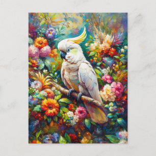 Cockatoo with Colourful Flowers Postcard