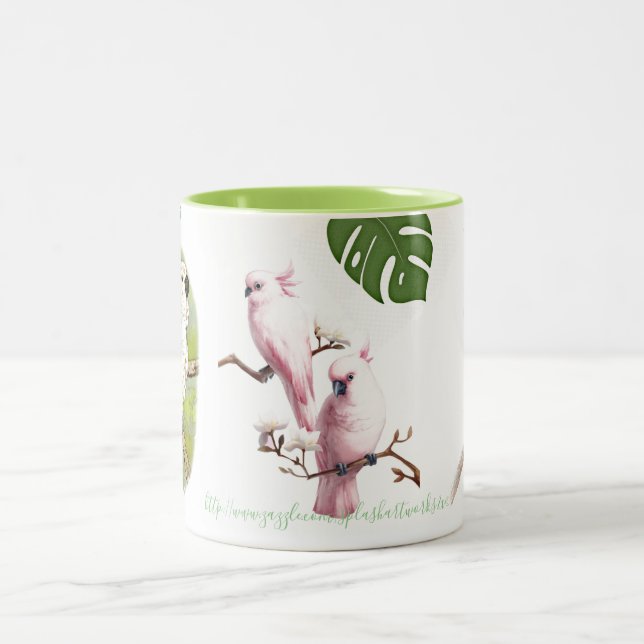 "cockatoos" Two-Tone coffee mug (Center)