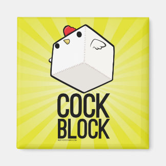 cockblockwith text magnet cute cube chicken