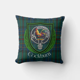 Cockburn Scottish Clan Tartan & Crest Cushion