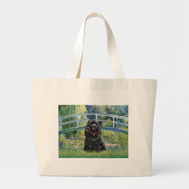 Cocker (black) - Bridge Large Tote Bag (Front)