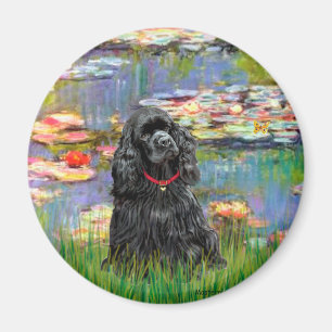 Cocker (black) - Lilies 2 Magnet