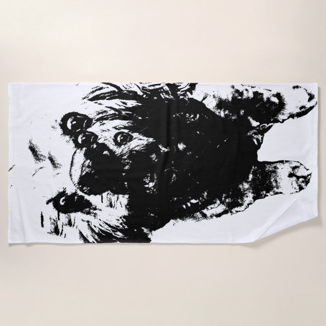 Cocker Sketch –   Bold Dog, Big Splash Beach Towel (Front)