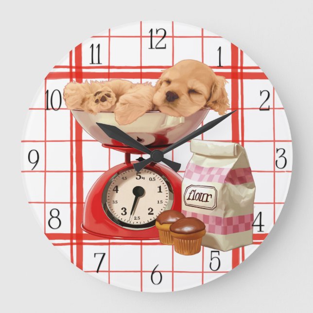 Cocker spanie and retro scale large clock (Front)