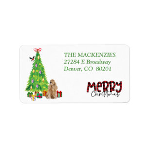 Cocker Spaniel and Christmas Tree Return Address Label