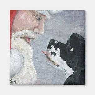 Cocker Spaniel and Santa Dog Art Magnet