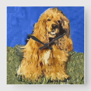 Cocker Spaniel Art Square Wall Clock