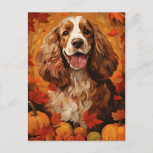 Cocker Spaniel Autumn Thanksgiving  Postcard