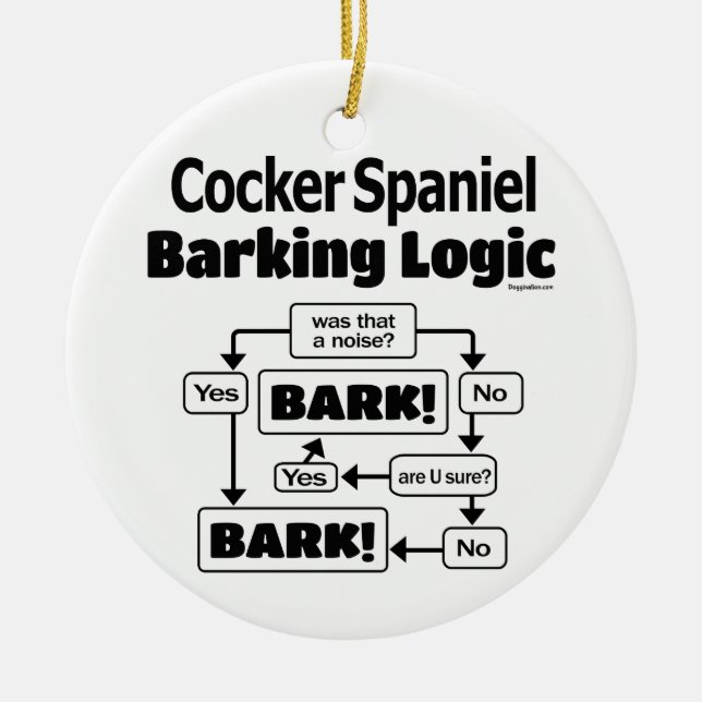 Cocker Spaniel Barking Logic Ceramic Ornament (Front)