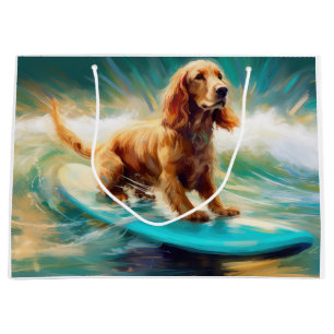 Cocker Spaniel Beach Surfing Painting Large Gift Bag