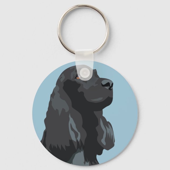 Cocker Spaniel - Black - Basic Breed Templates Key Ring (Front)