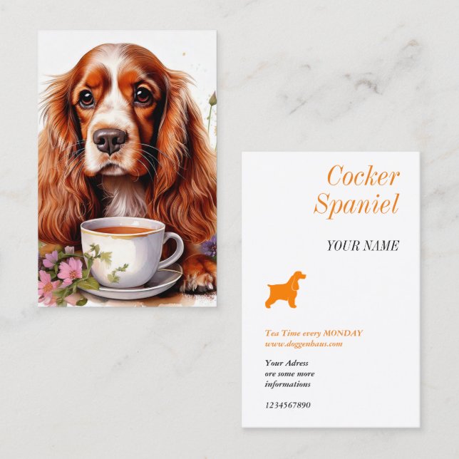 Cocker Spaniel black white Business Card (Front/Back)