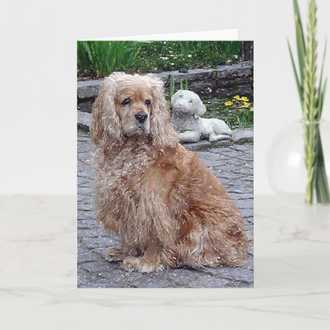 Cocker Spaniel Blonde Dog Blank Greeting Card (Front)