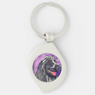 Cocker Spaniel Blue Roan Dog Painted Key Ring