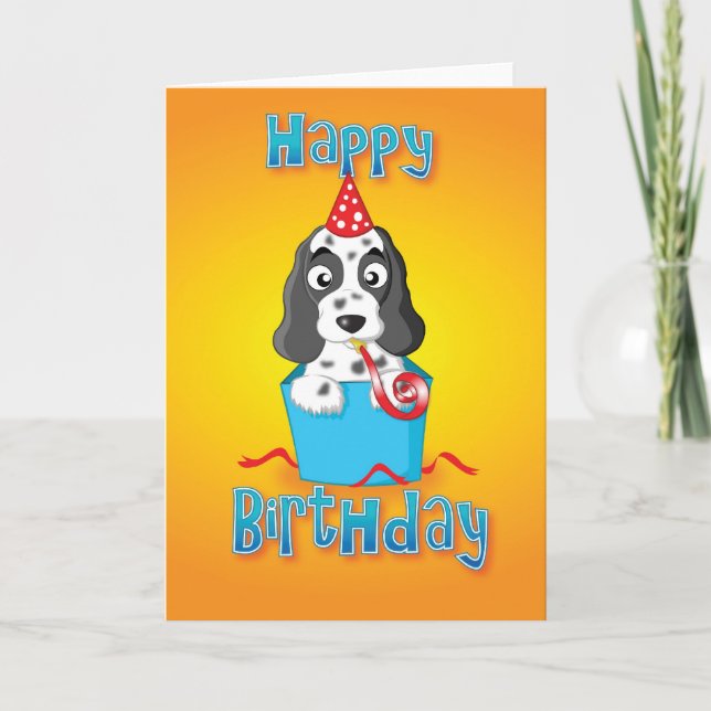 cocker spaniel - box - happy birthday card (Front)