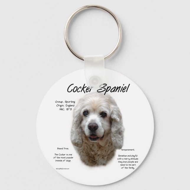 Cocker Spaniel (buff) History Design Key Ring (Front)